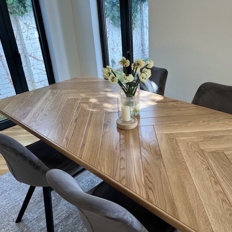 French Oak Herringbone Dining Table image