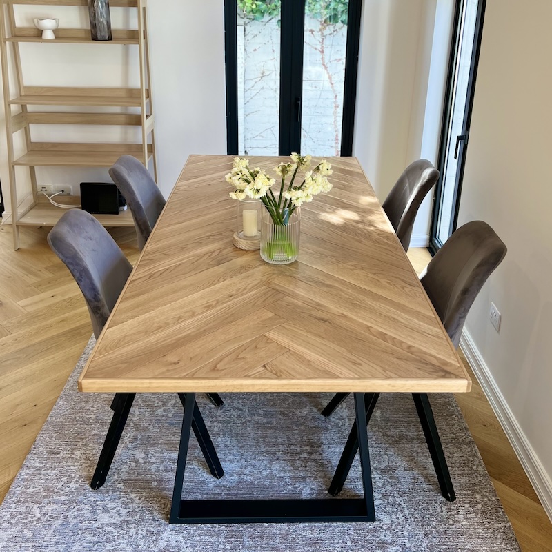 French Oak Herringbone Dining Table image 3