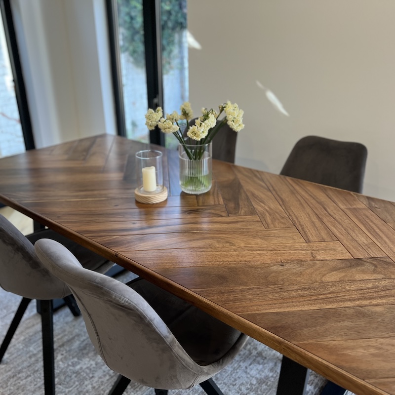 Walnut Herringbone Dining Table image