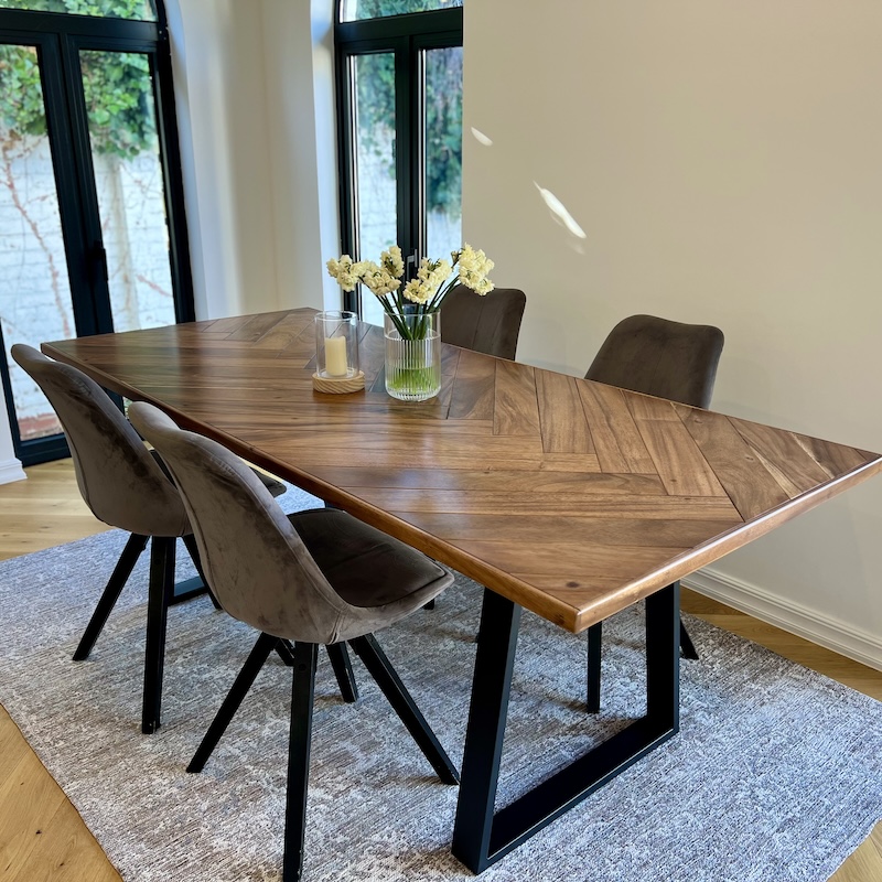 Walnut Herringbone Dining Table image 1