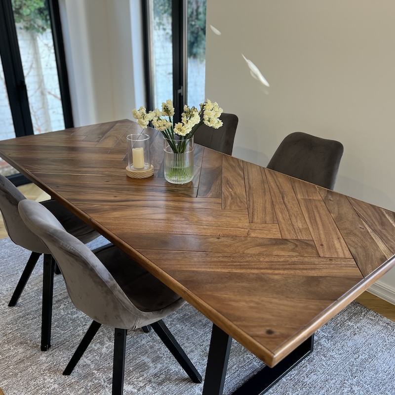 Walnut Herringbone Dining Table image 2