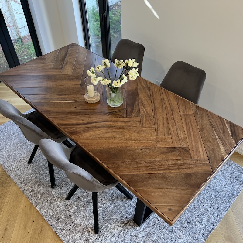 Walnut Herringbone Dining Table image 3