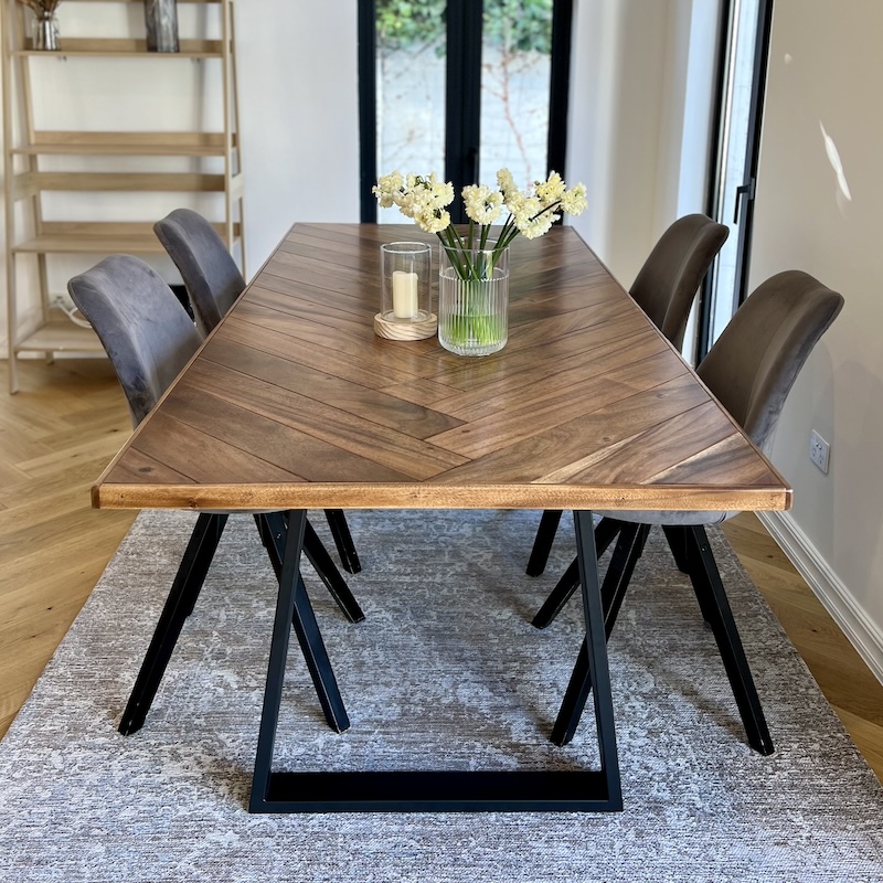 Walnut Herringbone Dining Table image 4